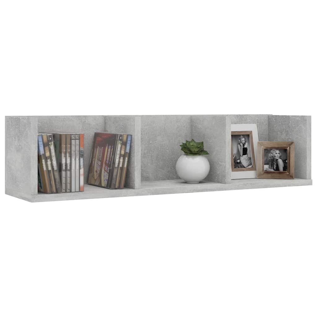 801314 vidaXL CD Wall Shelf Concrete Grey 75x18x18 cm Engineered Wood