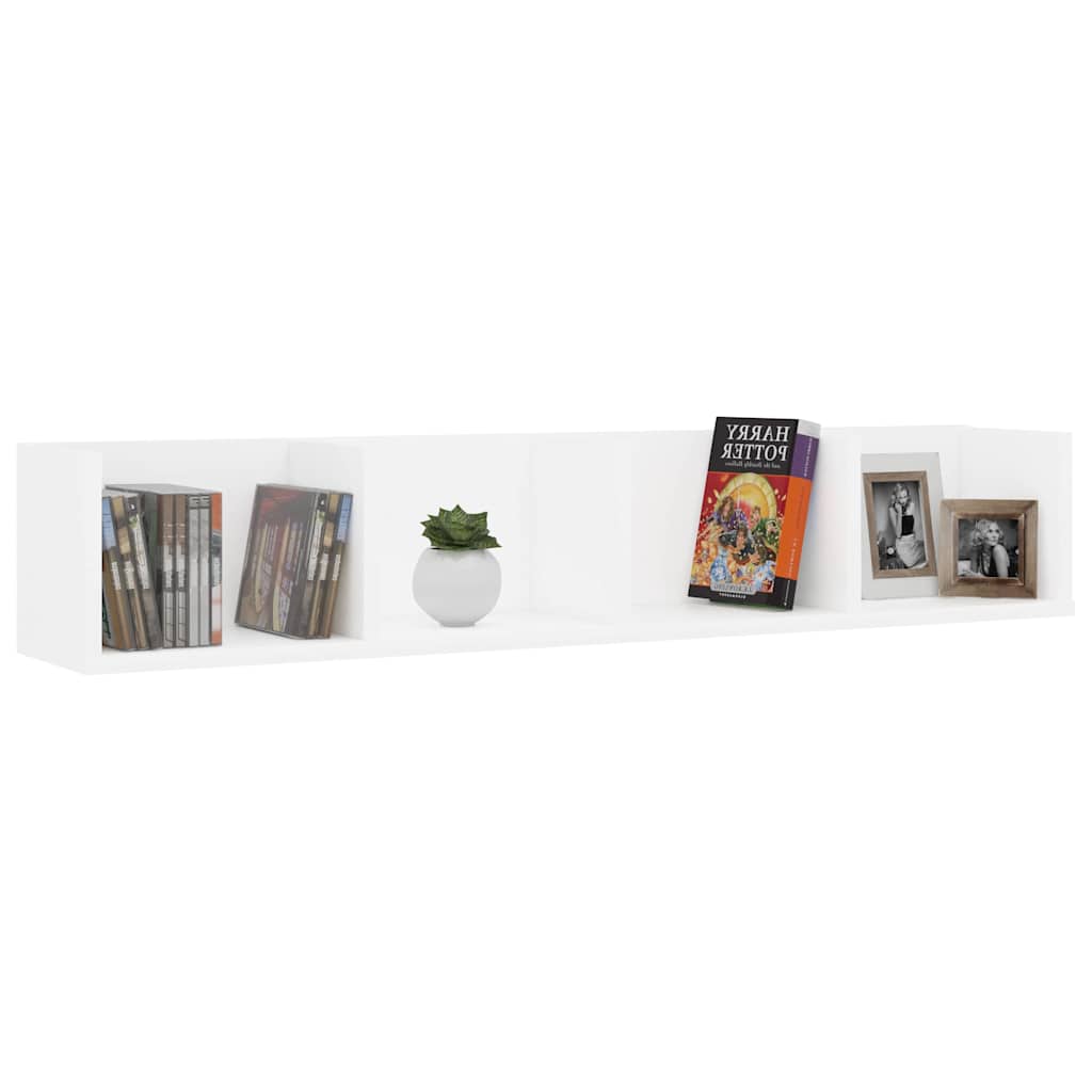 801319 vidaXL CD Wall Shelf White 100x18x18 cm Engineered Wood