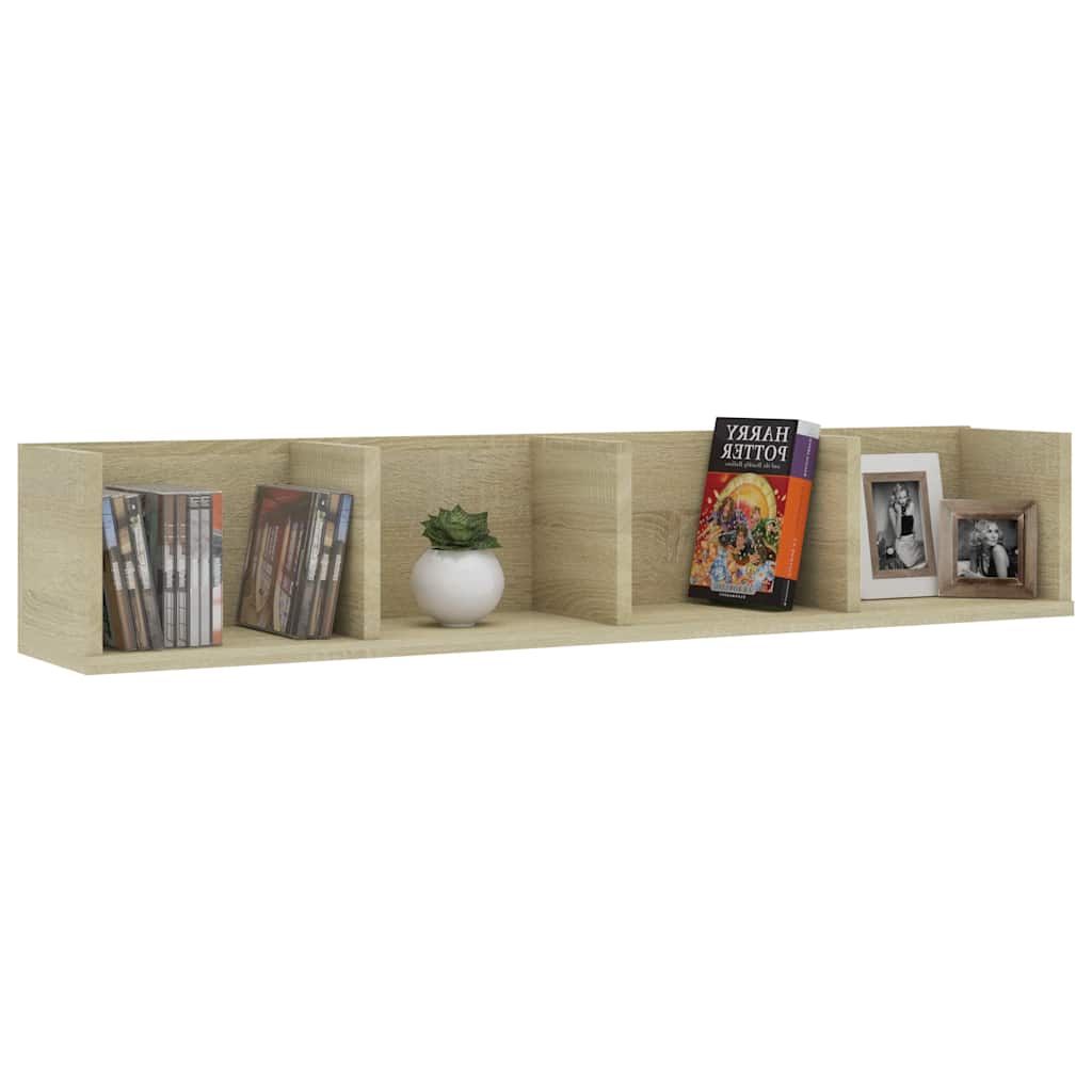 801322 vidaXL CD Wall Shelf Sonoma Oak 100x18x18 cm Engineered Wood