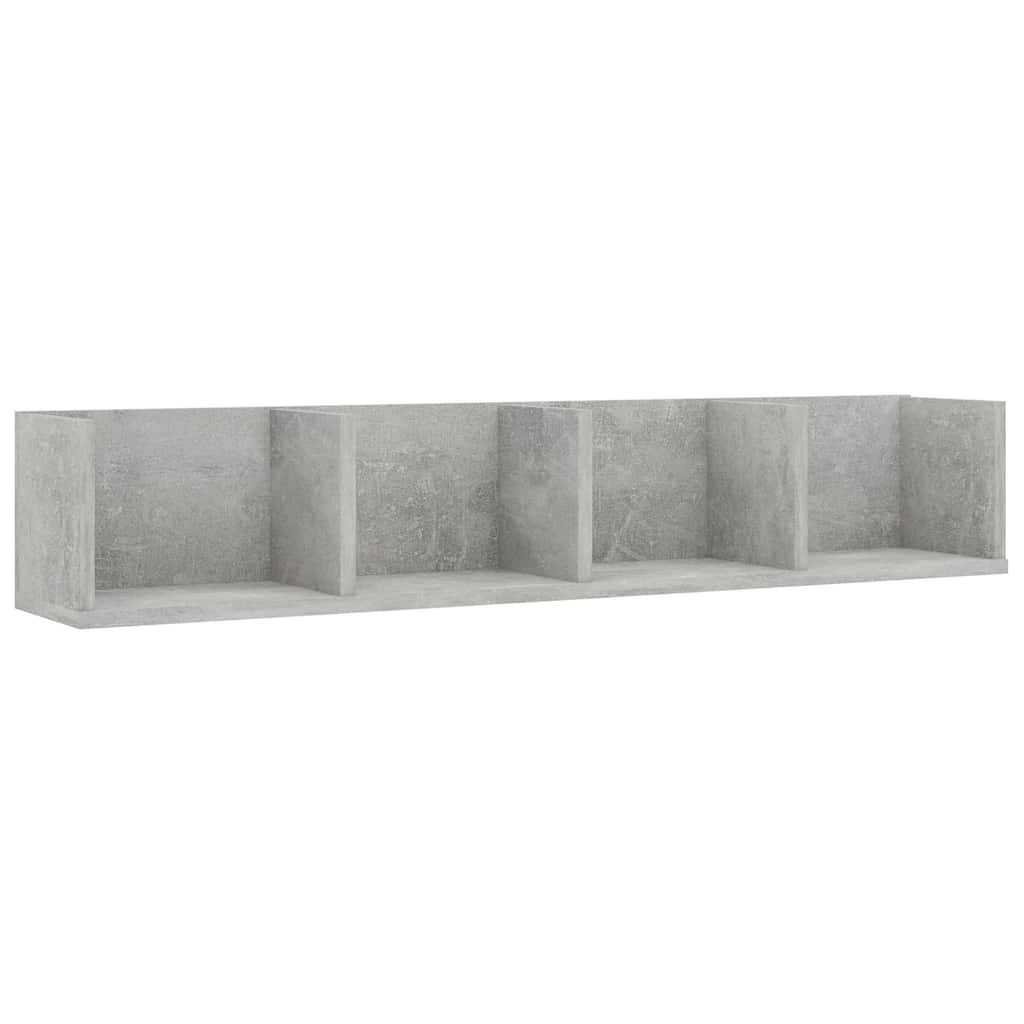 801323 vidaXL CD Wall Shelf Concrete Grey 100x18x18 cm Engineered Wood