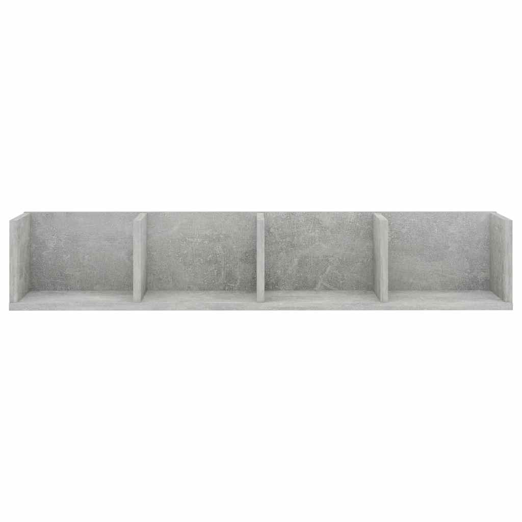 801323 vidaXL CD Wall Shelf Concrete Grey 100x18x18 cm Engineered Wood