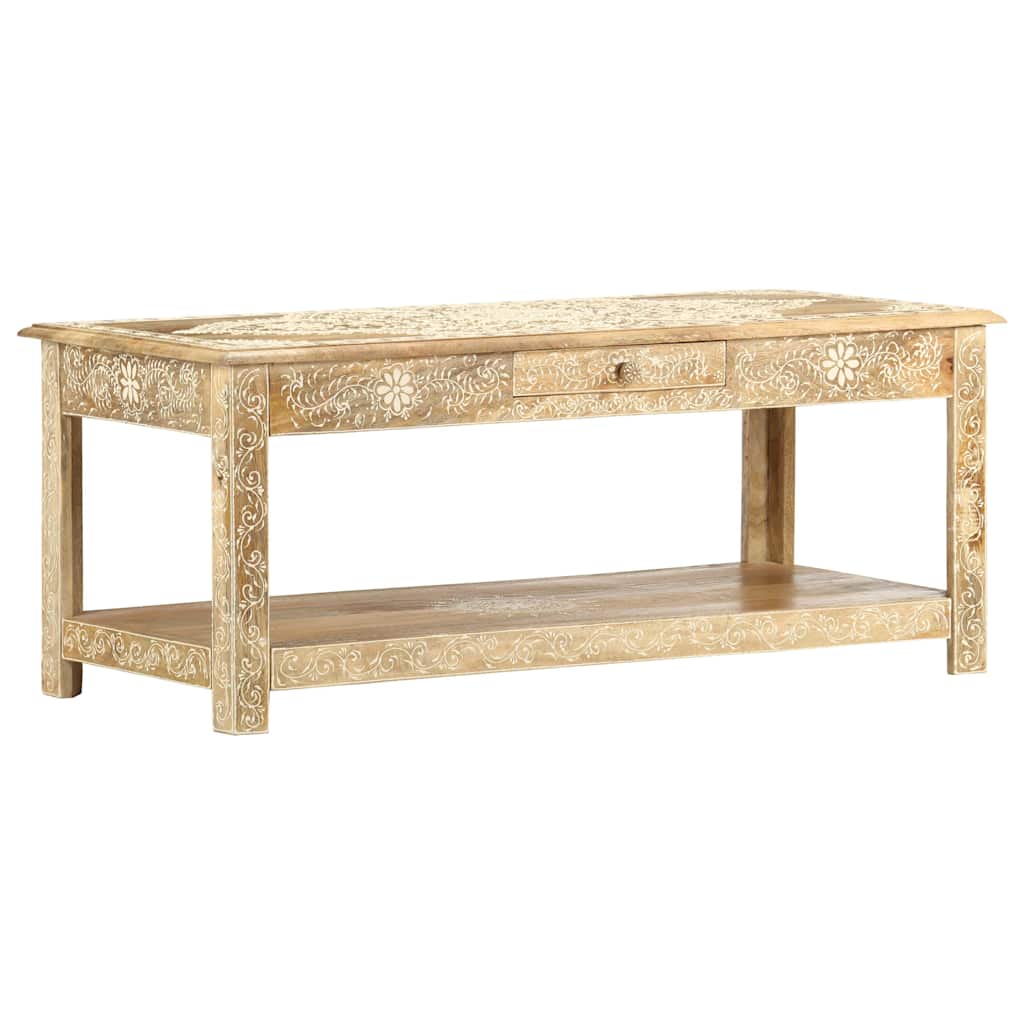 286146 vidaXL Coffee Table 110x50x45 cm Hand Painted Solid Mango Wood