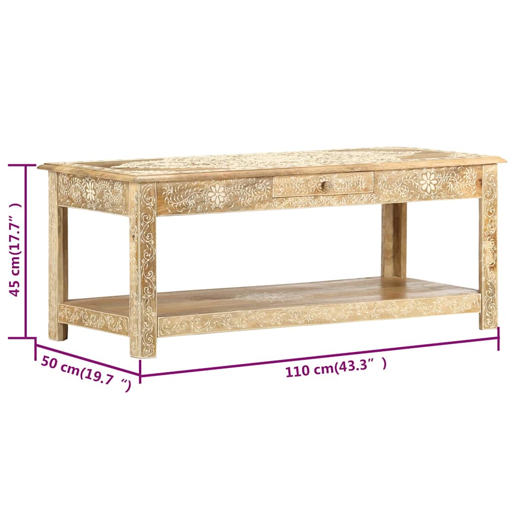 286146 vidaXL Coffee Table 110x50x45 cm Hand Painted Solid Mango Wood