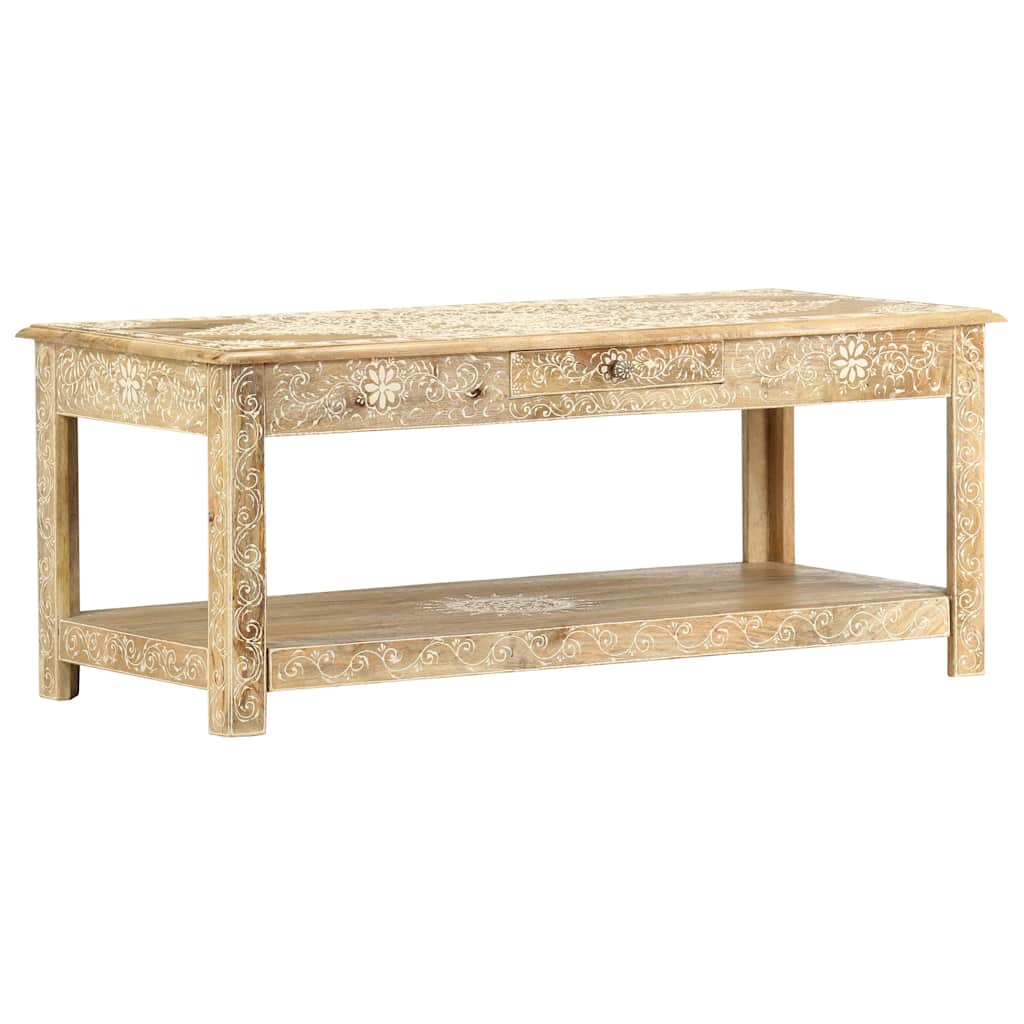 286146 vidaXL Coffee Table 110x50x45 cm Hand Painted Solid Mango Wood