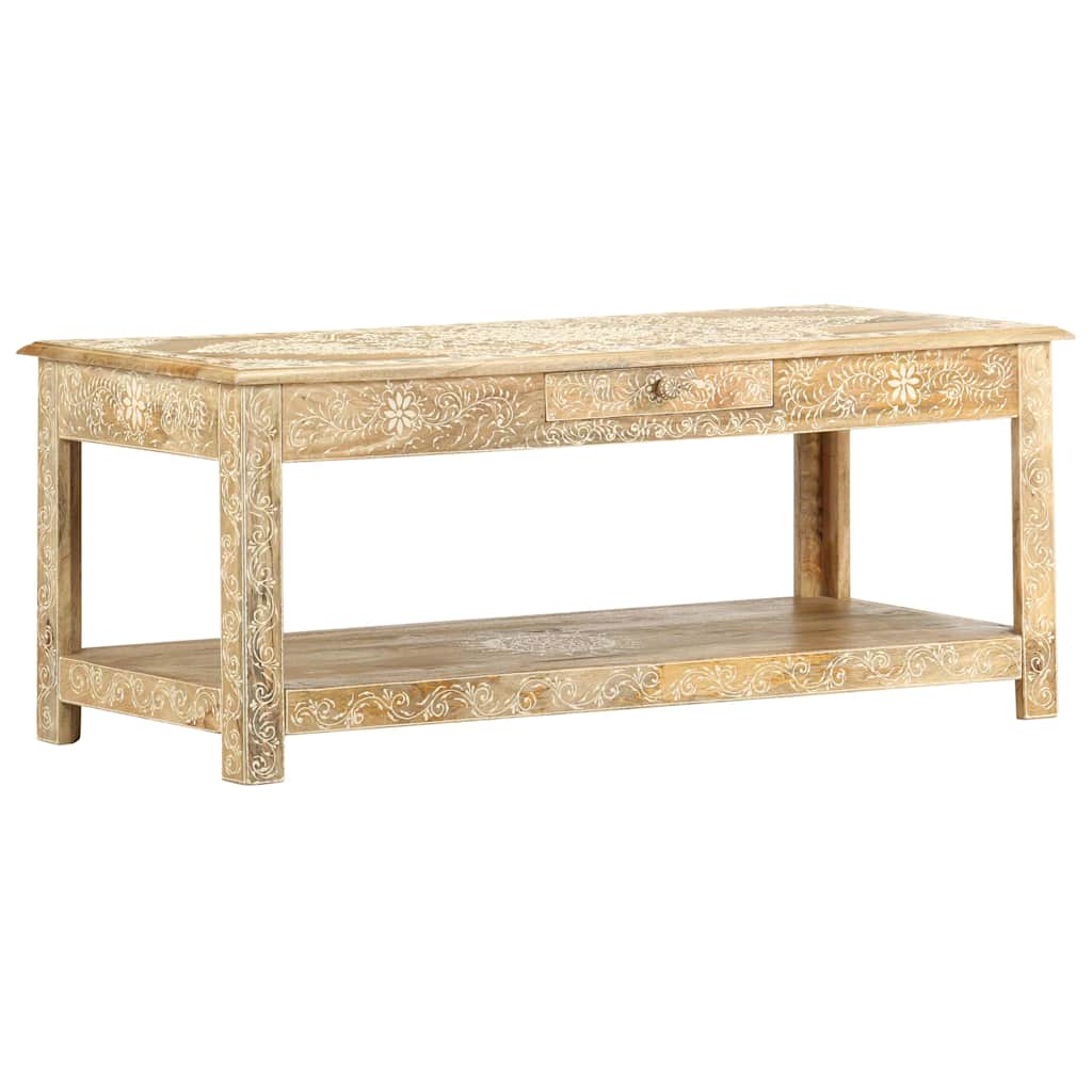 286146 vidaXL Coffee Table 110x50x45 cm Hand Painted Solid Mango Wood