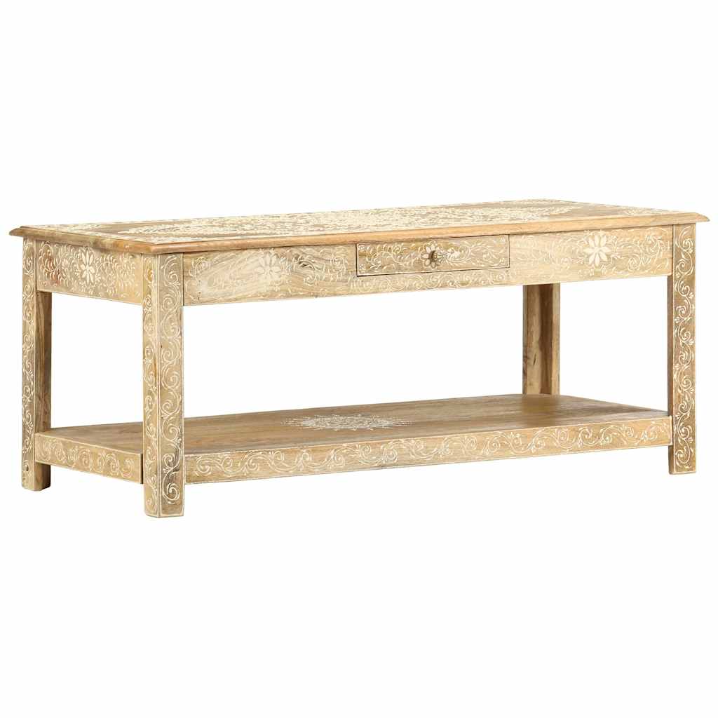 286146 vidaXL Coffee Table 110x50x45 cm Hand Painted Solid Mango Wood