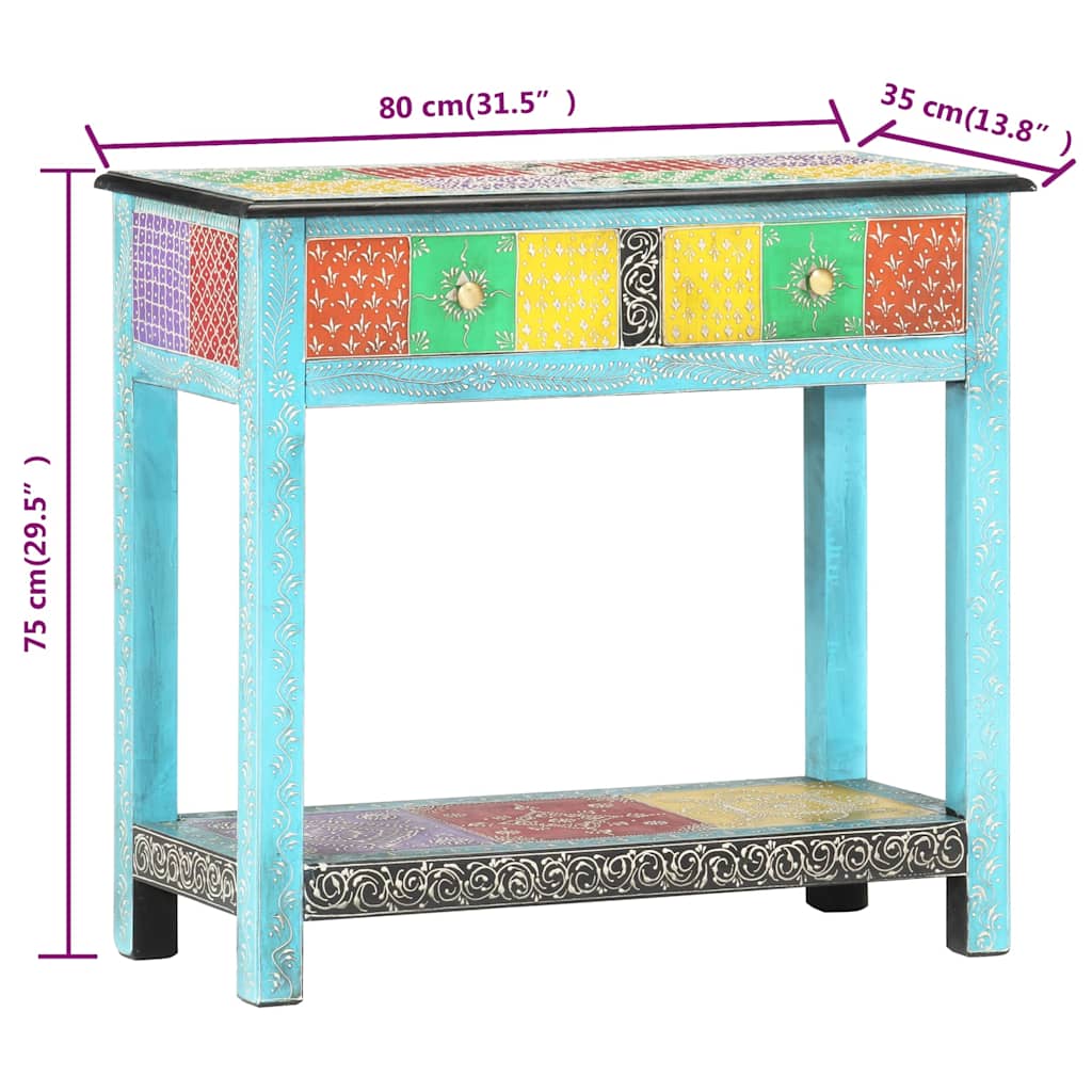 286160 vidaXL Hand Painted Console Table 80x35x75 cm Solid Mango Wood