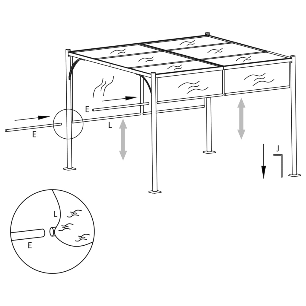 vidaXL Pergola with Adjustable Roof Cream White 3x3 m Steel