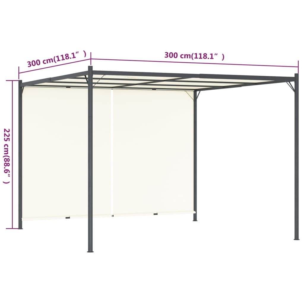 vidaXL Pergola with Adjustable Roof Cream White 3x3 m Steel