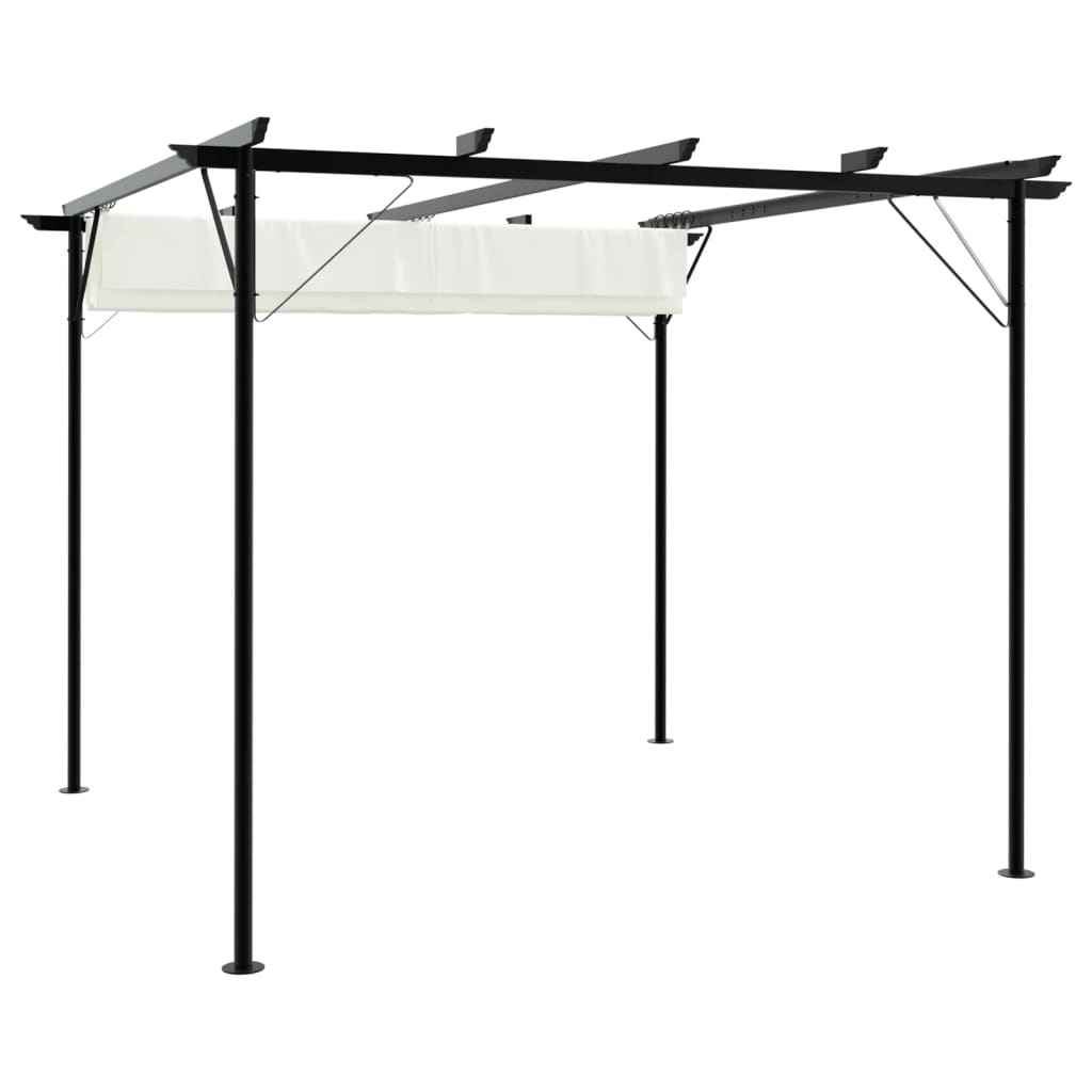 vidaXL Pergola with Retractable Roof Cream White 3x3 m Steel