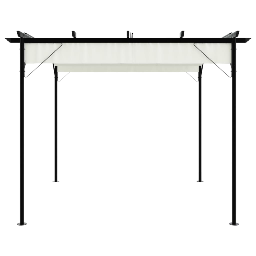 vidaXL Pergola with Retractable Roof Cream White 3x3 m Steel