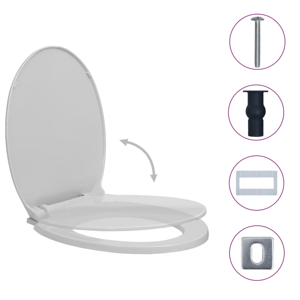 vidaXL Soft-Close Toilet Seat Quick Release Light Grey Oval