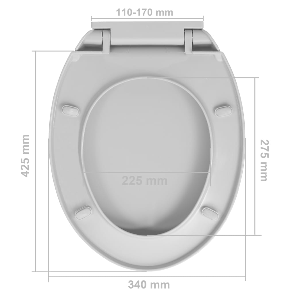 vidaXL Soft-Close Toilet Seat Quick Release Light Grey Oval