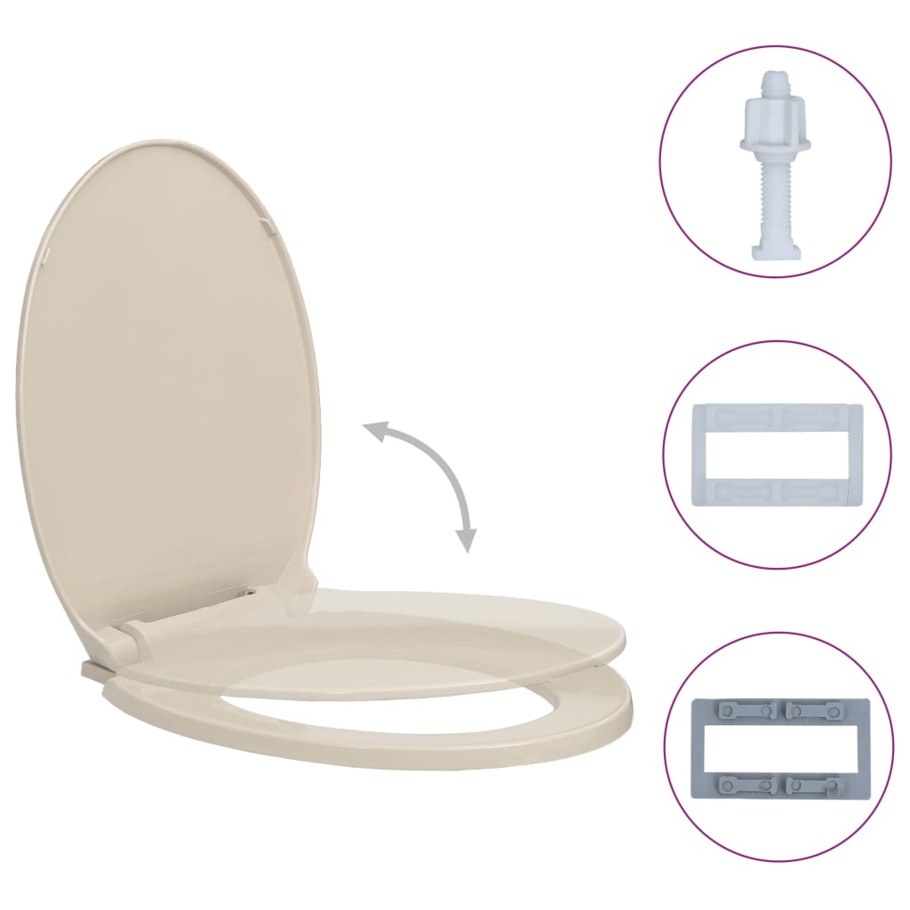 vidaXL Soft-Close Toilet Seat Apricot Oval