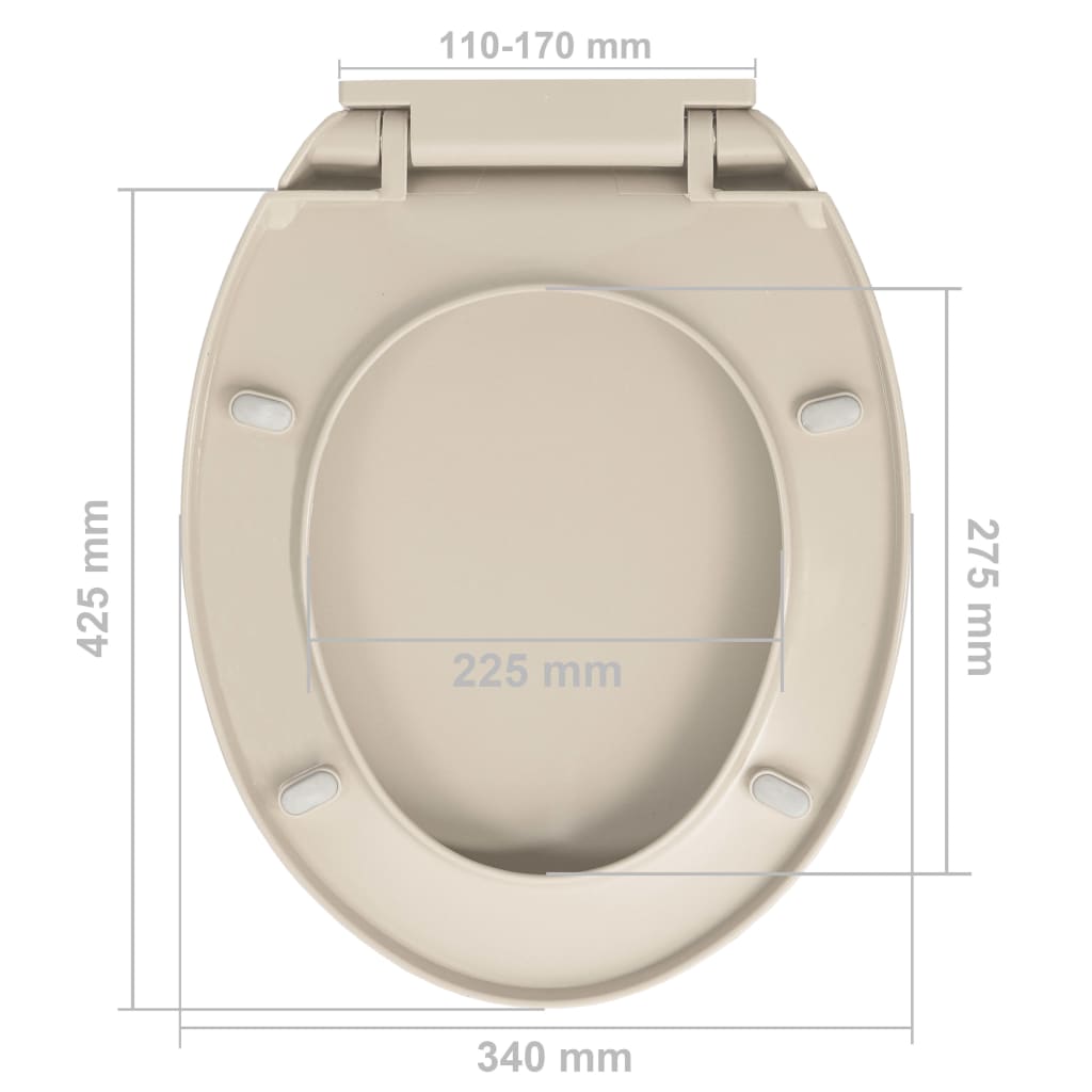 vidaXL Soft-Close Toilet Seat Apricot Oval