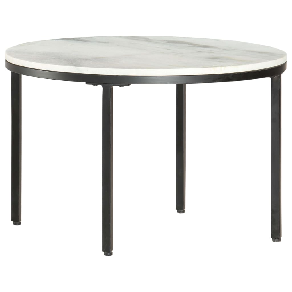 286410 vidaXL Coffee Table White and Black Ø65 cm Real Solid Marble