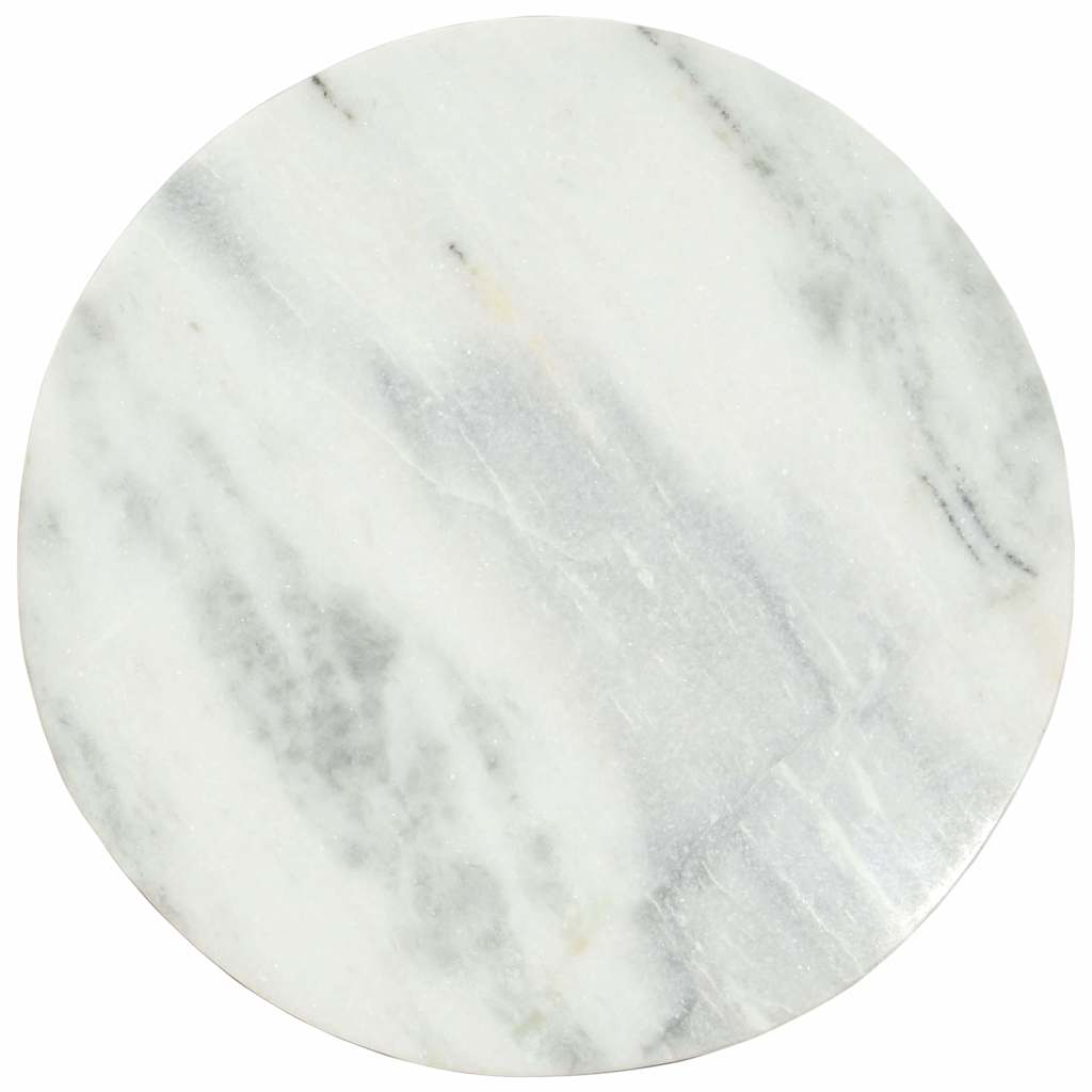 286410 vidaXL Coffee Table White and Black Ø65 cm Real Solid Marble