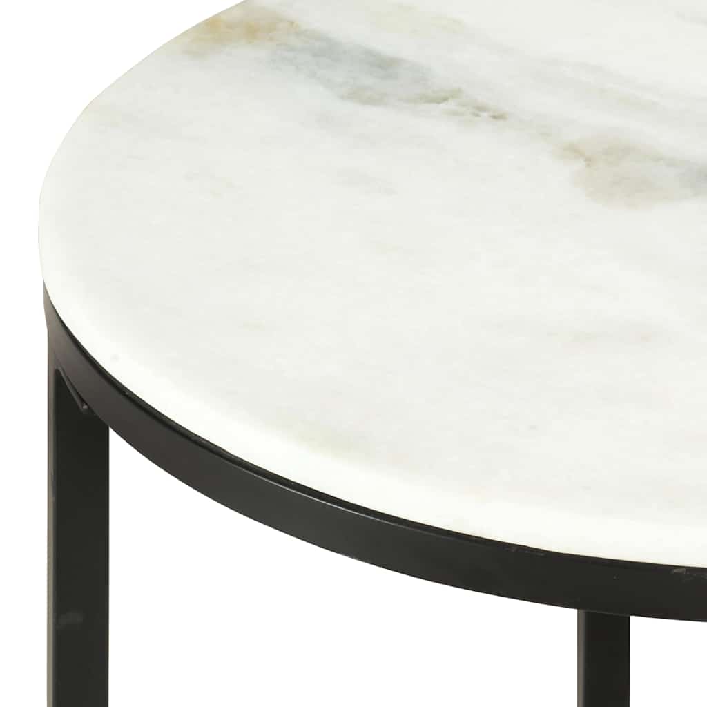 286410 vidaXL Coffee Table White and Black Ø65 cm Real Solid Marble