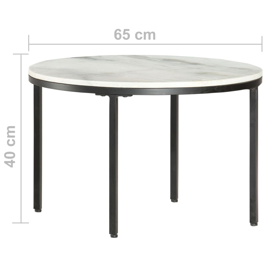 Coffee Table White and Black Ø65 cm Real Solid Marble