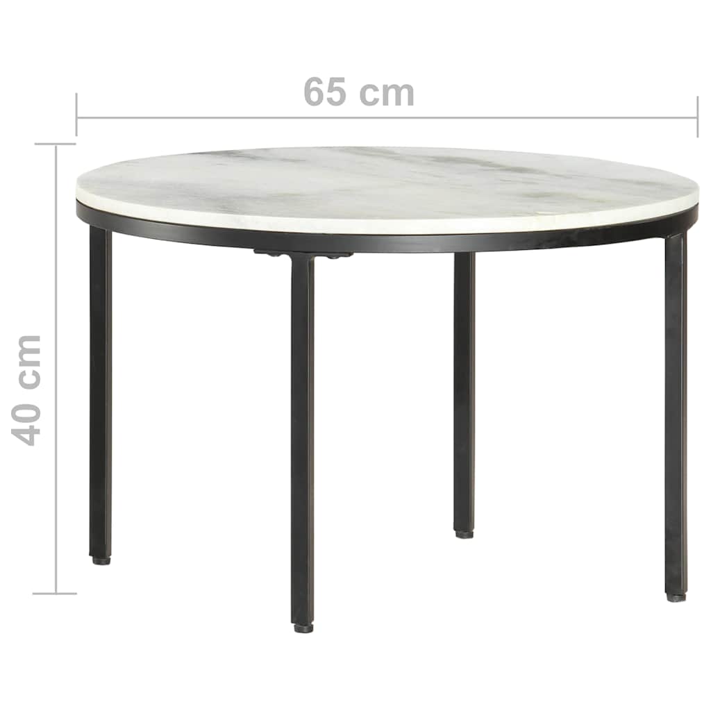 286410 vidaXL Coffee Table White and Black Ø65 cm Real Solid Marble