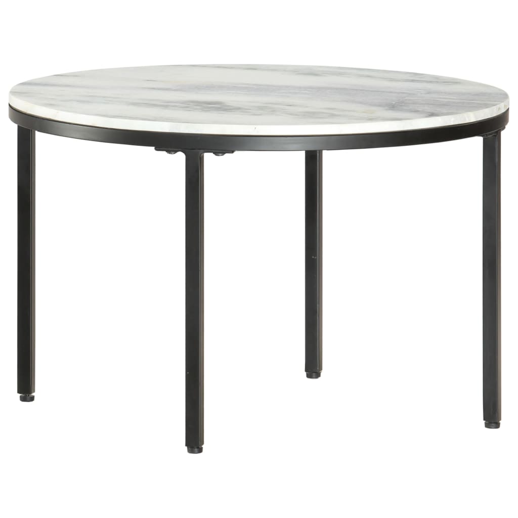 Coffee Table White and Black Ø65 cm Real Solid Marble