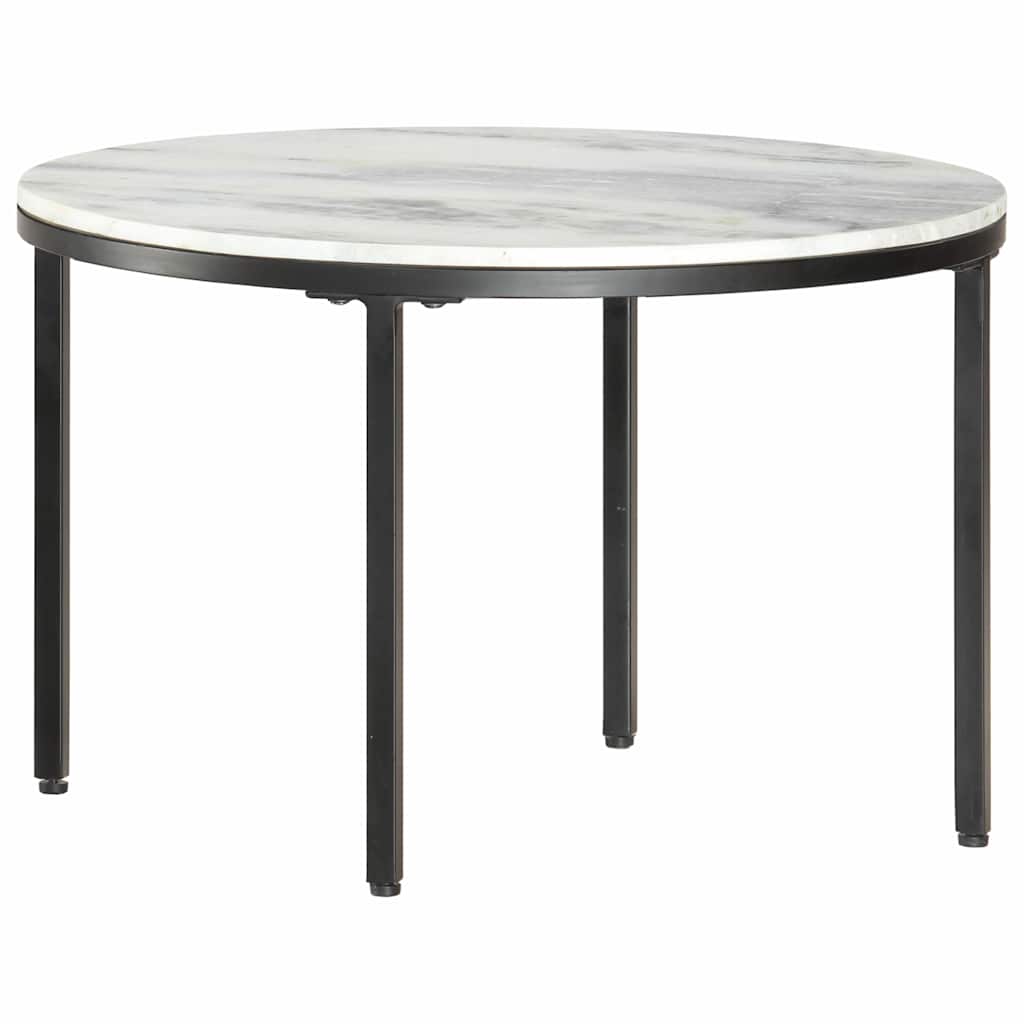 286410 vidaXL Coffee Table White and Black Ø65 cm Real Solid Marble