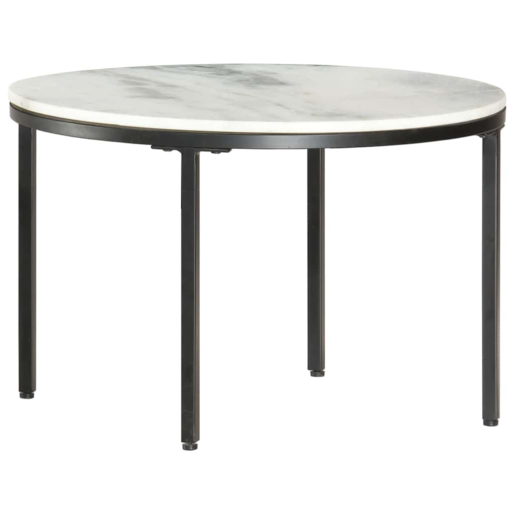 286410 vidaXL Coffee Table White and Black Ø65 cm Real Solid Marble