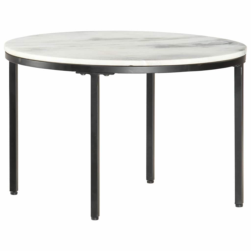 286410 vidaXL Coffee Table White and Black Ø65 cm Real Solid Marble