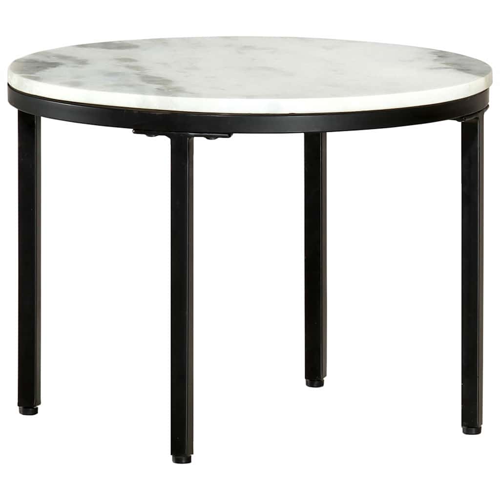 286411 vidaXL Coffee Table White and Black Ø50 cm Real Solid Marble