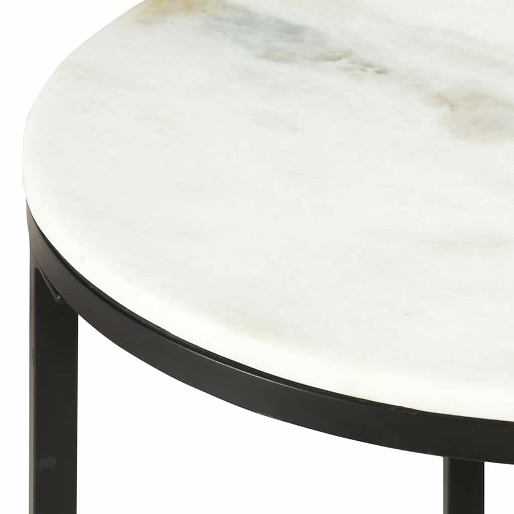 286411 vidaXL Coffee Table White and Black Ø50 cm Real Solid Marble