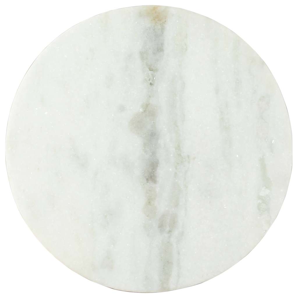 286411 vidaXL Coffee Table White and Black Ø50 cm Real Solid Marble