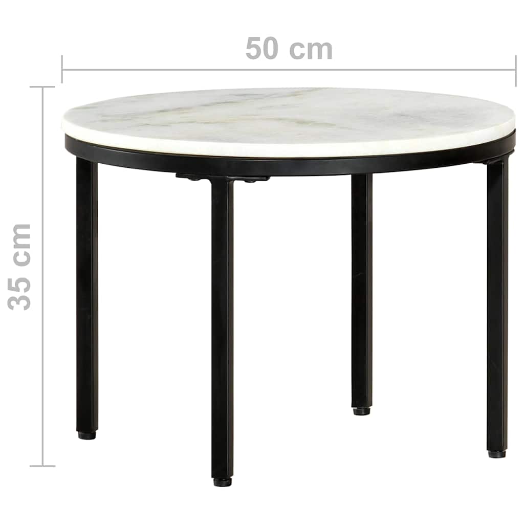 286411 vidaXL Coffee Table White and Black Ø50 cm Real Solid Marble