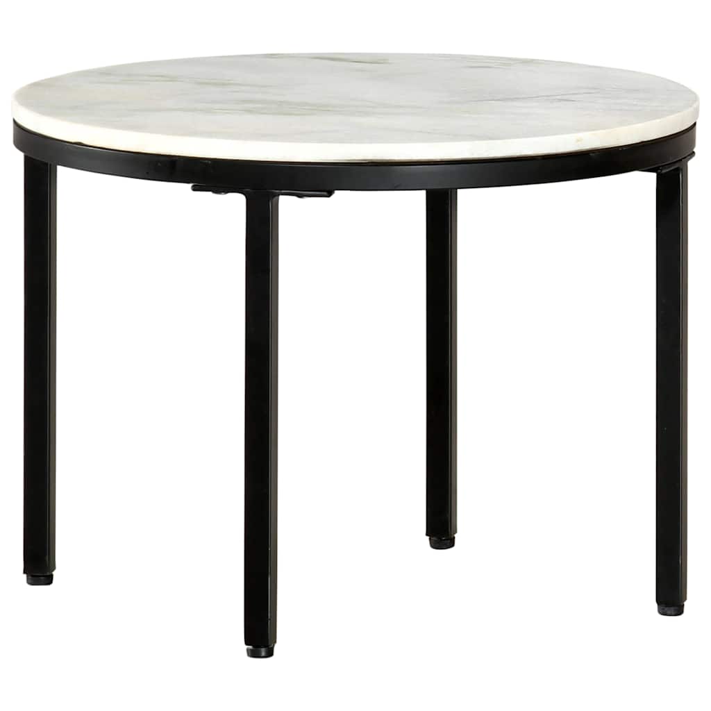286411 vidaXL Coffee Table White and Black Ø50 cm Real Solid Marble