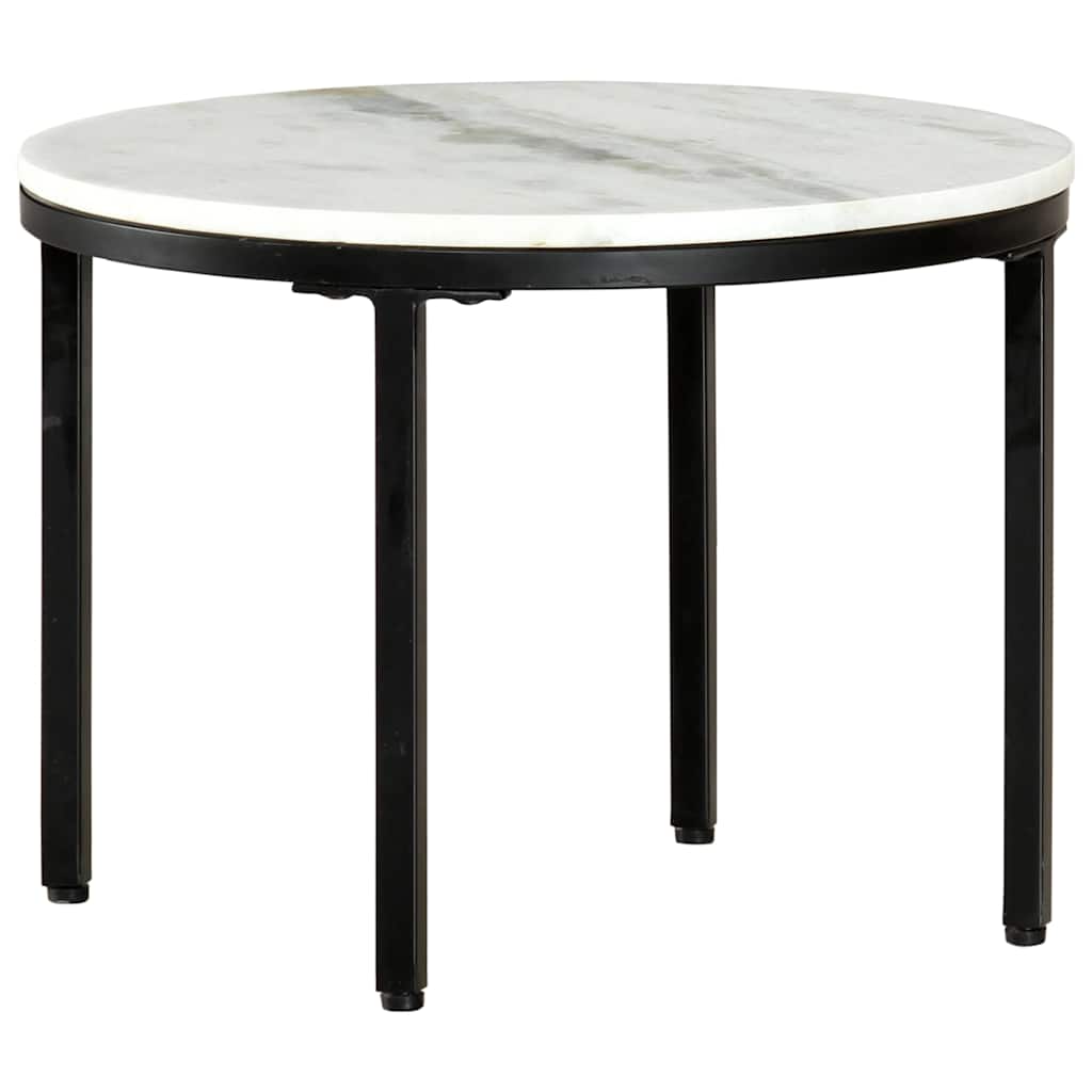 286411 vidaXL Coffee Table White and Black Ø50 cm Real Solid Marble