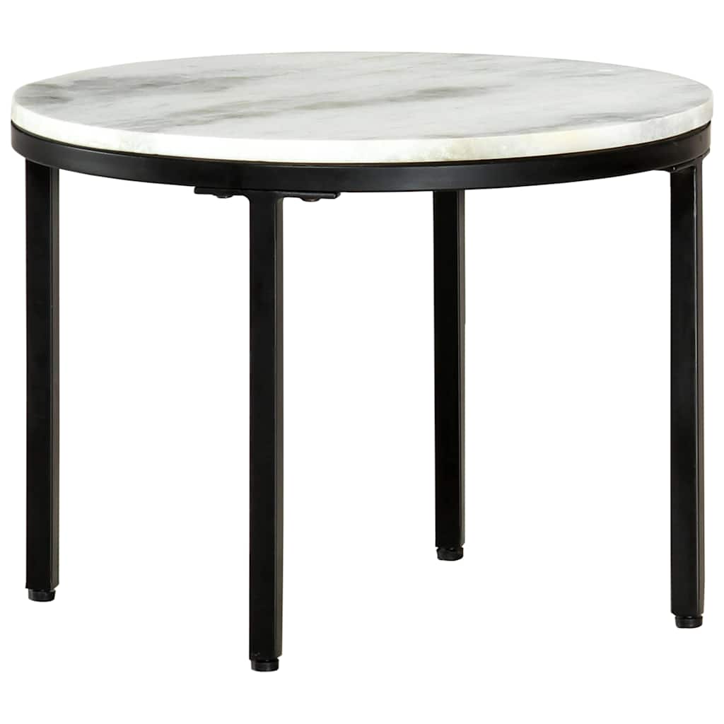 286411 vidaXL Coffee Table White and Black Ø50 cm Real Solid Marble
