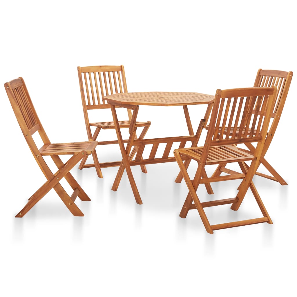 vidaXL 5 Piece Folding Dining Set Solid Acacia Wood (46656+46654)