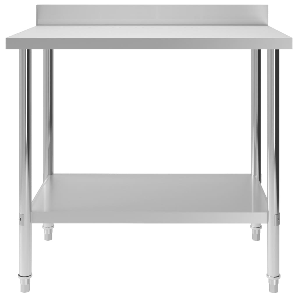 vidaXL Kitchen Work Table with Backsplash 100x60x93 cm Stainless Steel