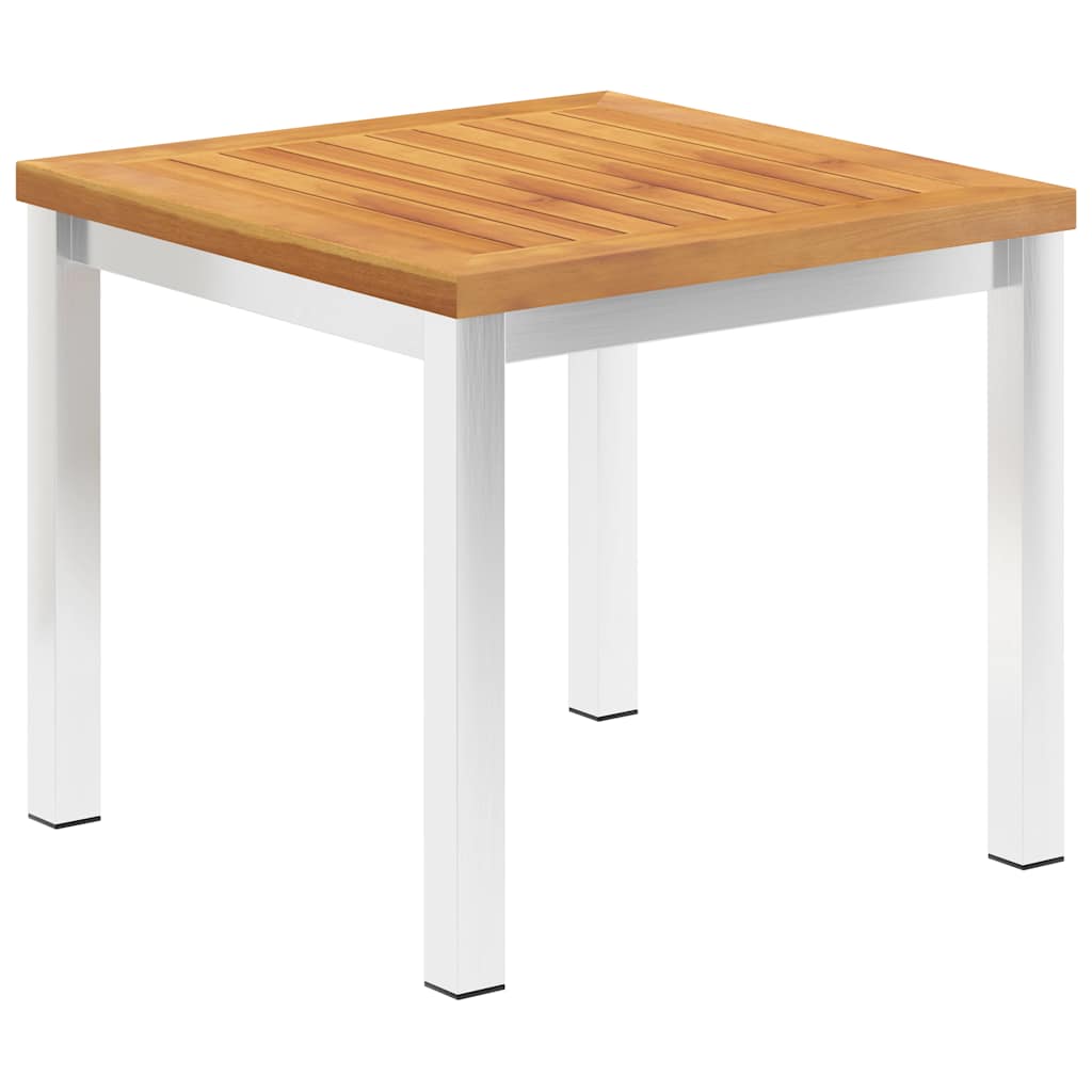 Garden Side Table 45x45x38 cm Solid Acacia Wood&Stainless Steel