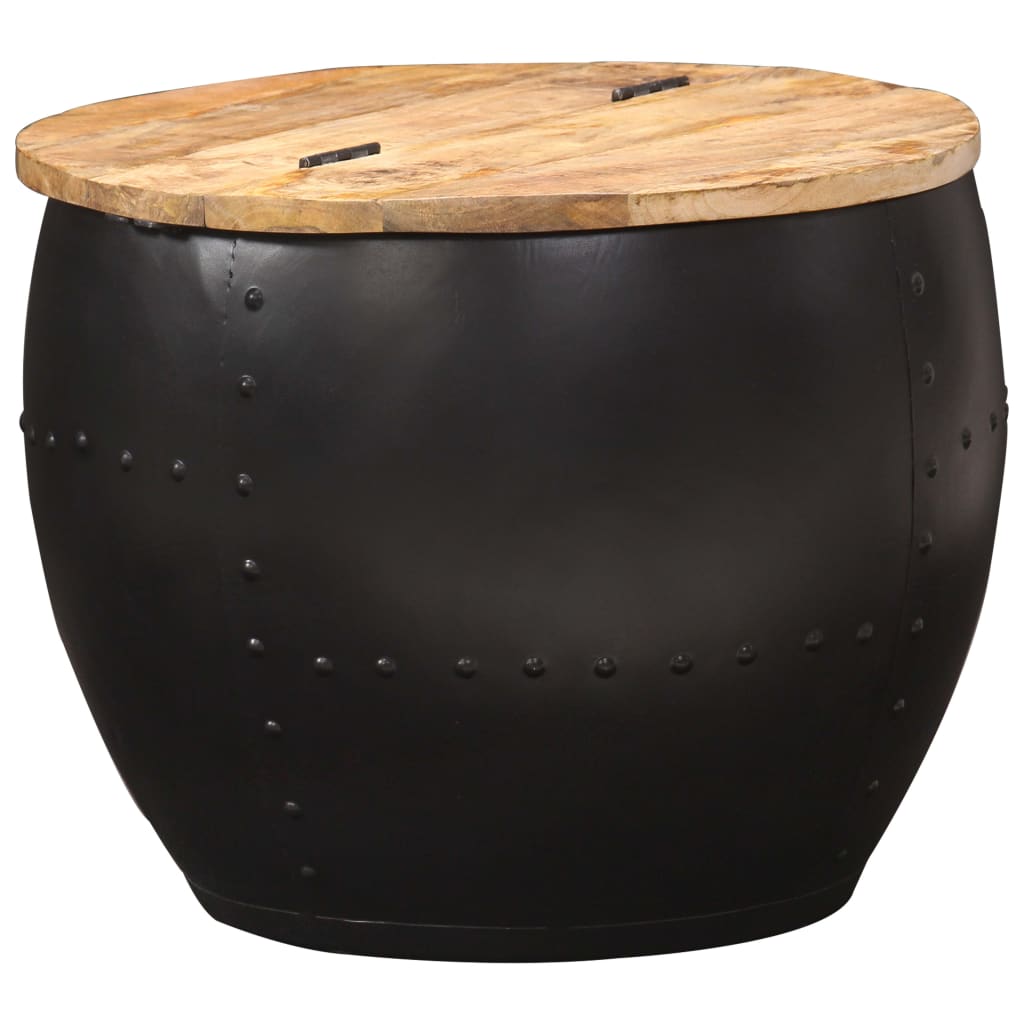 Coffee Table | Brown and Black | Solid Mango Wood and Steel | 53x43 cm
