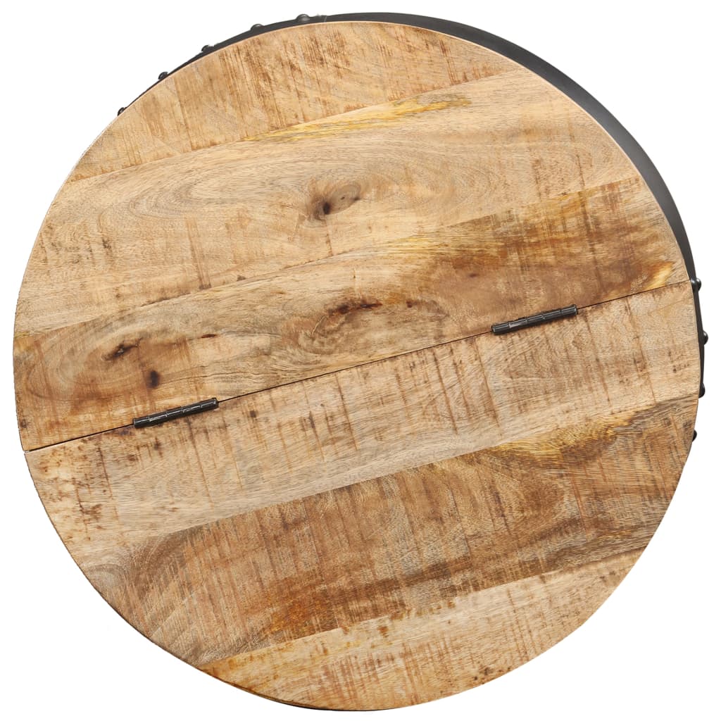 Coffee Table | Brown and Black | Solid Mango Wood and Steel | 53x43 cm