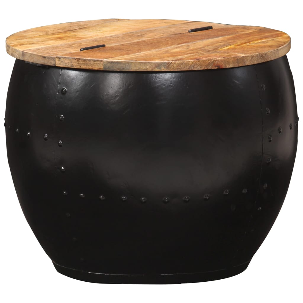 Coffee Table | Brown and Black | Solid Mango Wood and Steel | 53x43 cm