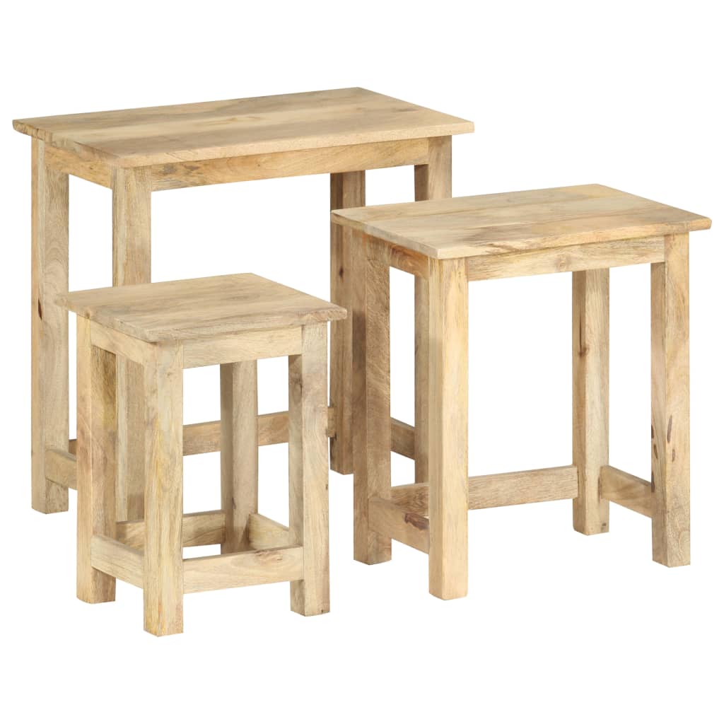 287489 vidaXL Nesting Tables 3 pcs Solid Mango Wood