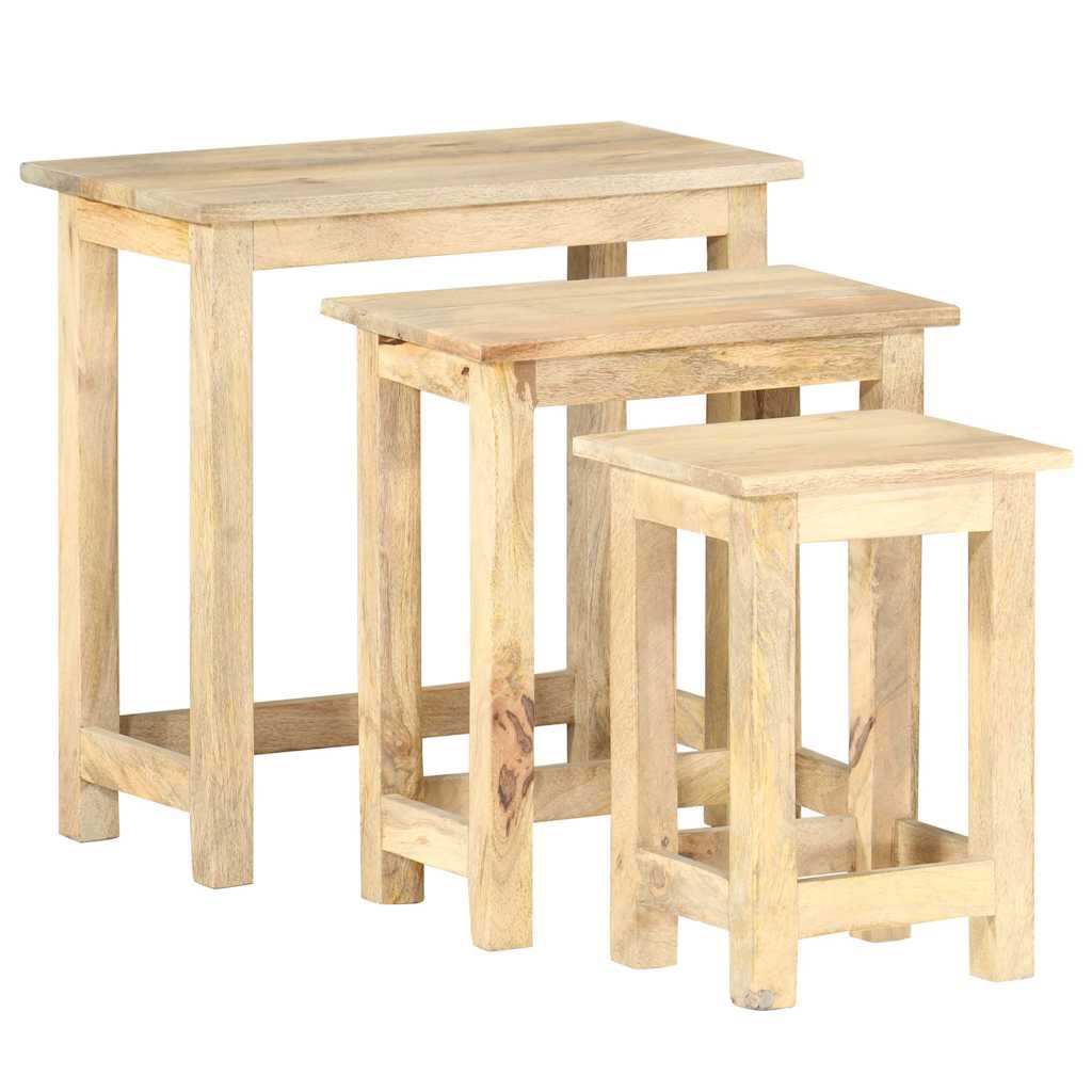 287489 vidaXL Nesting Tables 3 pcs Solid Mango Wood