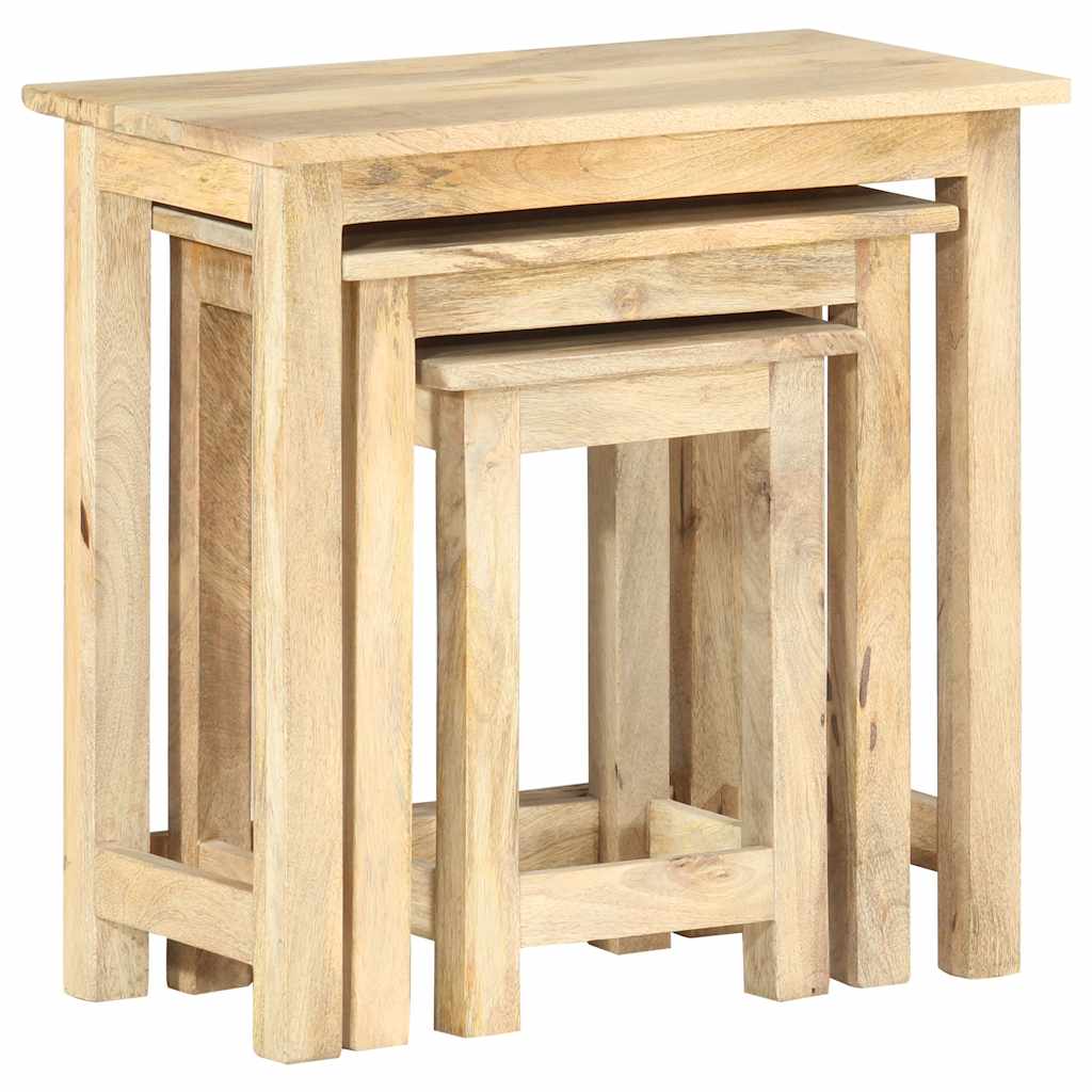 287489 vidaXL Nesting Tables 3 pcs Solid Mango Wood