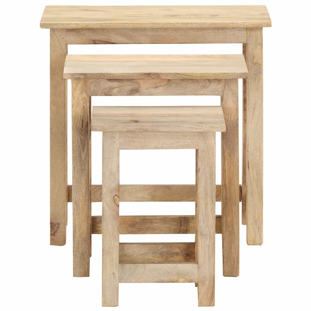 287489 vidaXL Nesting Tables 3 pcs Solid Mango Wood