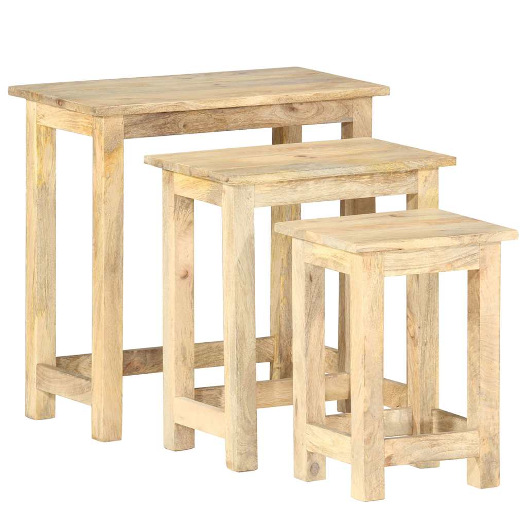 287489 vidaXL Nesting Tables 3 pcs Solid Mango Wood