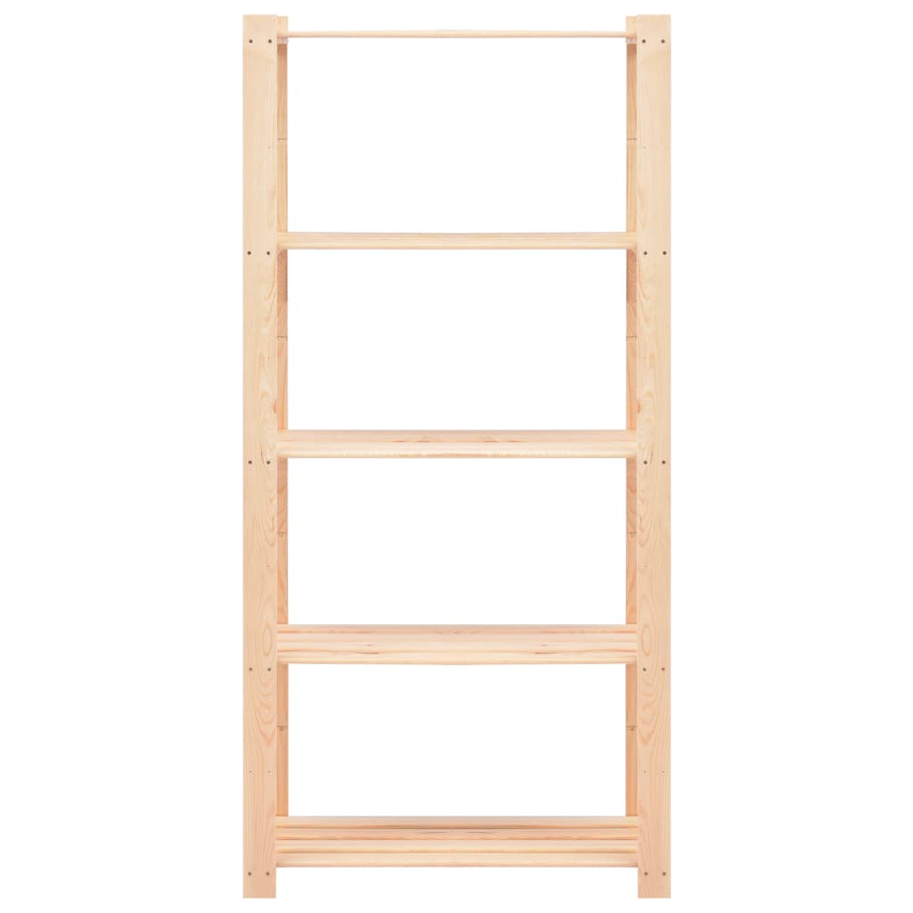 5-Tier Storage Racks 2 pcs 80x38x170 cm Solid Pinewood 250 kg