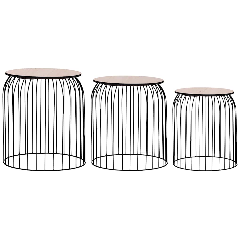 Coffee Table | Set of 3 | Black | Metal, MDF | Set of 3 | Stackable