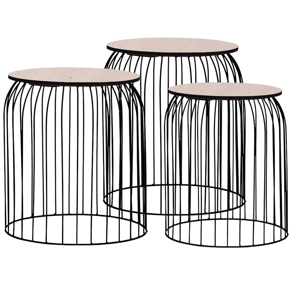 Coffee Table | Set of 3 | Black | Metal, MDF | Set of 3 | Stackable
