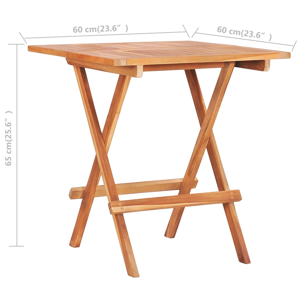 vidaXL Folding Bistro Table 60x60x65 cm Solid Teak Wood